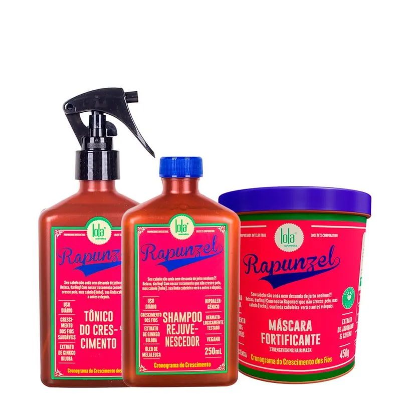 Kit Lola From Rio Rapunzel - Shampoo 250ml + Tônico 250ml + Máscara 450g