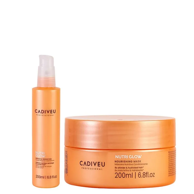 Kit Nutrição Intensiva Cadiveu Professional Nutri Glow - Máscara Nutritiva 200 ml + Booster Milagroso 200 ml