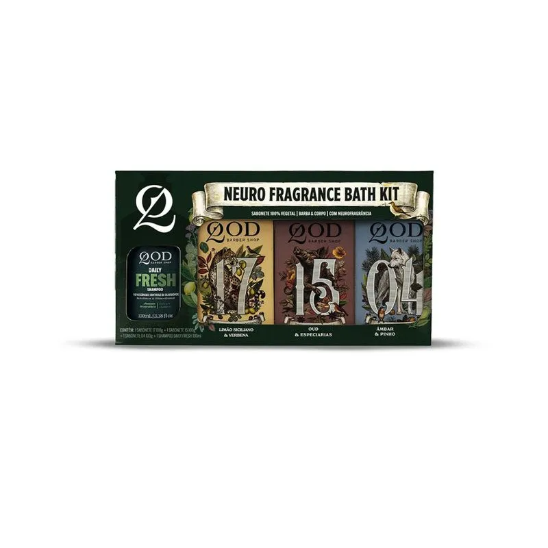 Kit Qod Shampoo Daily Fresh 100ml + Sabonete Neurofragrância 3 Unidades 100g Cada