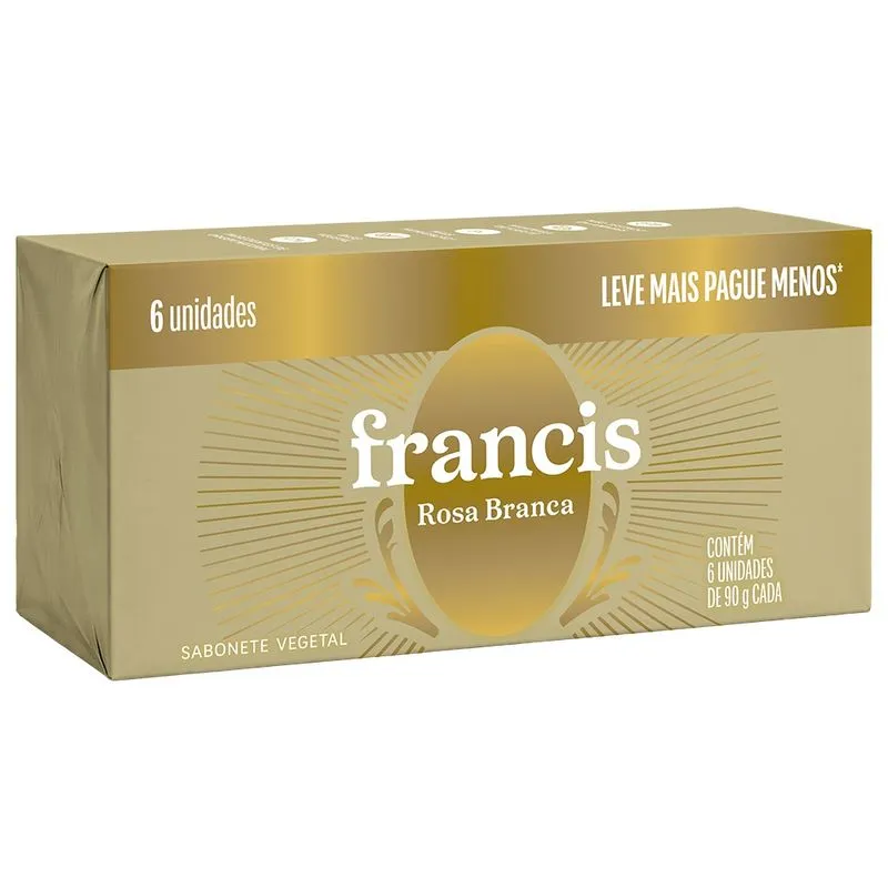 Kit Sabonete Em Barra Francis Clássico Branco 6 Unidades 90g