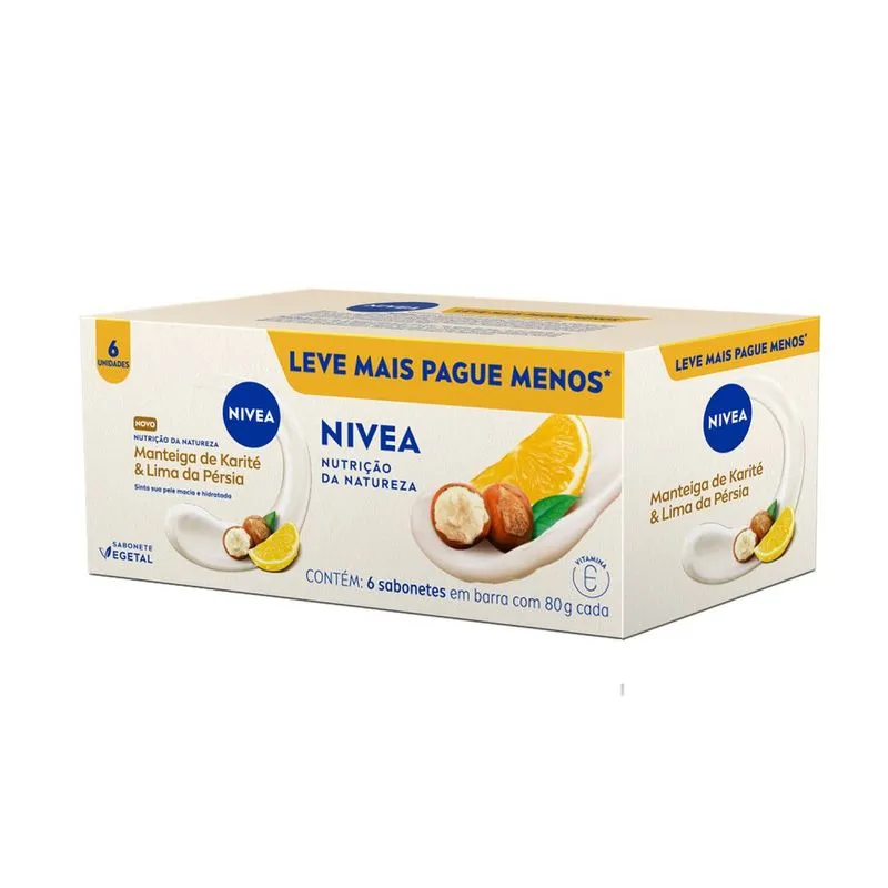 Kit Sabonete em Barra Nivea Nutrição da Natureza Manteiga de Karité e Lima da Pérsia 80g 6 Unidades