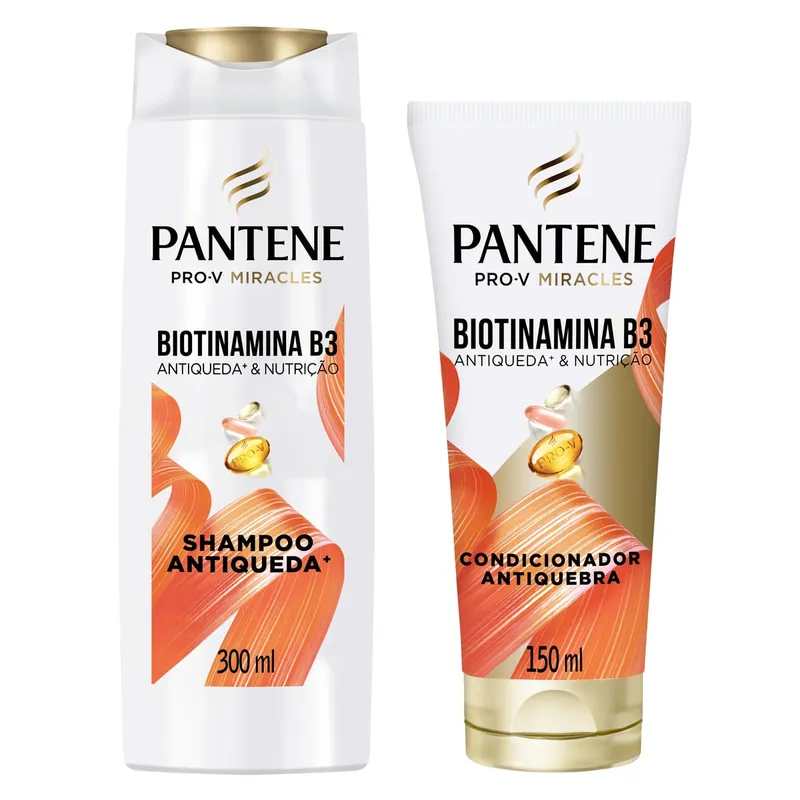 Kit Shampoo Pantene Pro-V Miracles Biotinamina B3 Antiqueda 300ml 1 Uni + Condicionador Miracles Biotinamina B3 Antiqueda 150ml 1 Uni