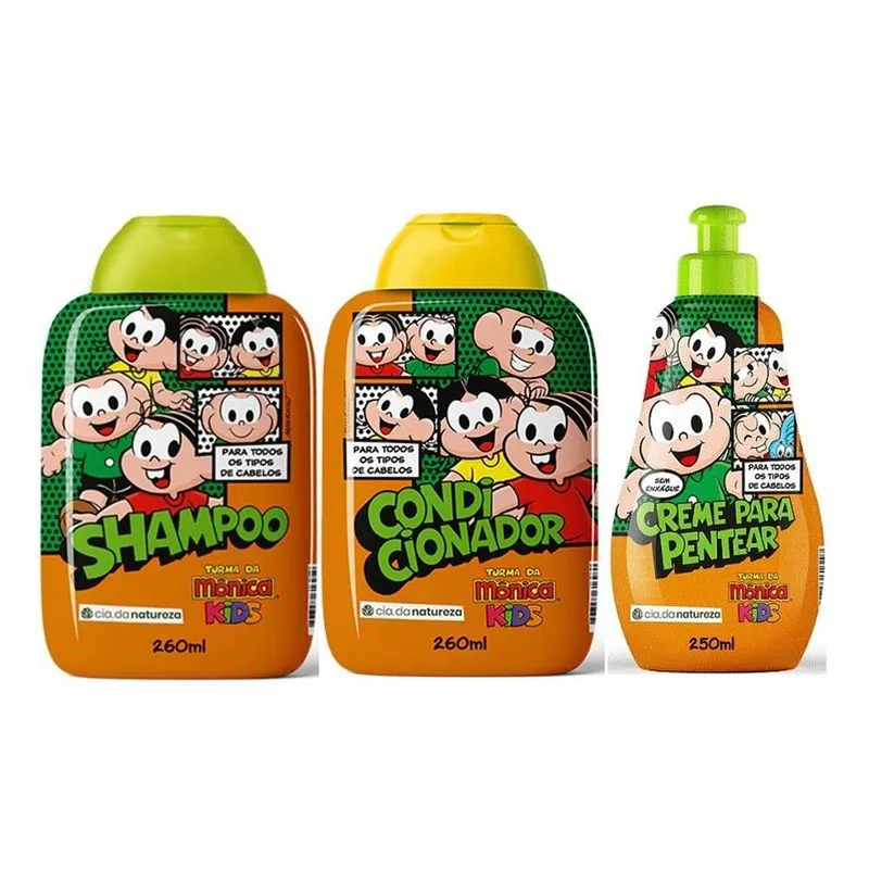Kit Turma da Mônica Todos os Tipos de Cabelos (Shampoo + Condicionador + Creme para Pentear)