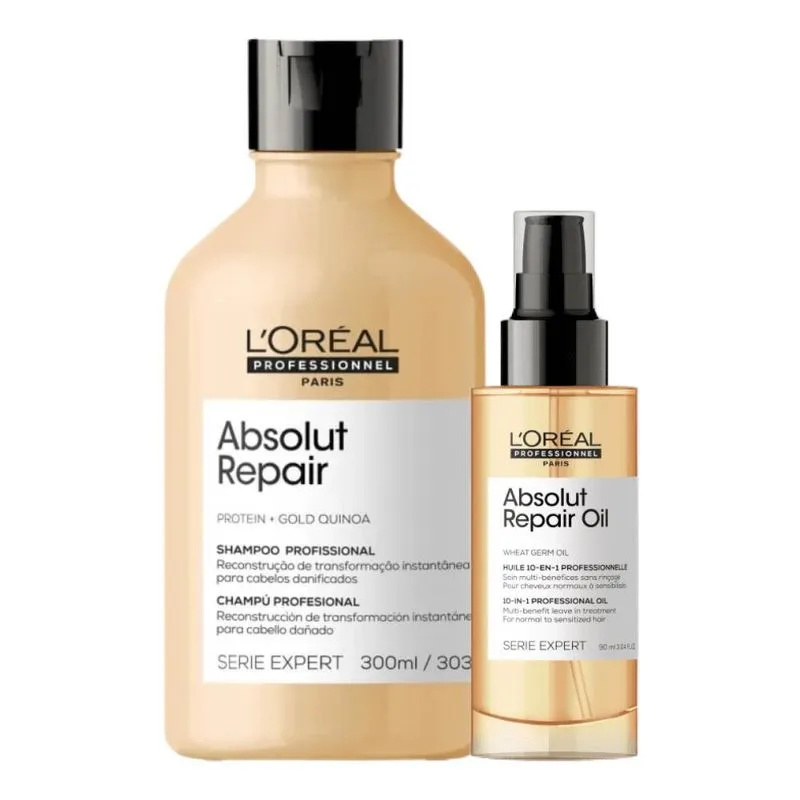L’Oréal Absolut Repair - Shampoo 300ml - Óleo Reparador 90ml
