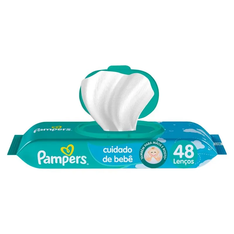 Lenços Umedecidos Pampers Cuidado de Bebê 48 Unidades