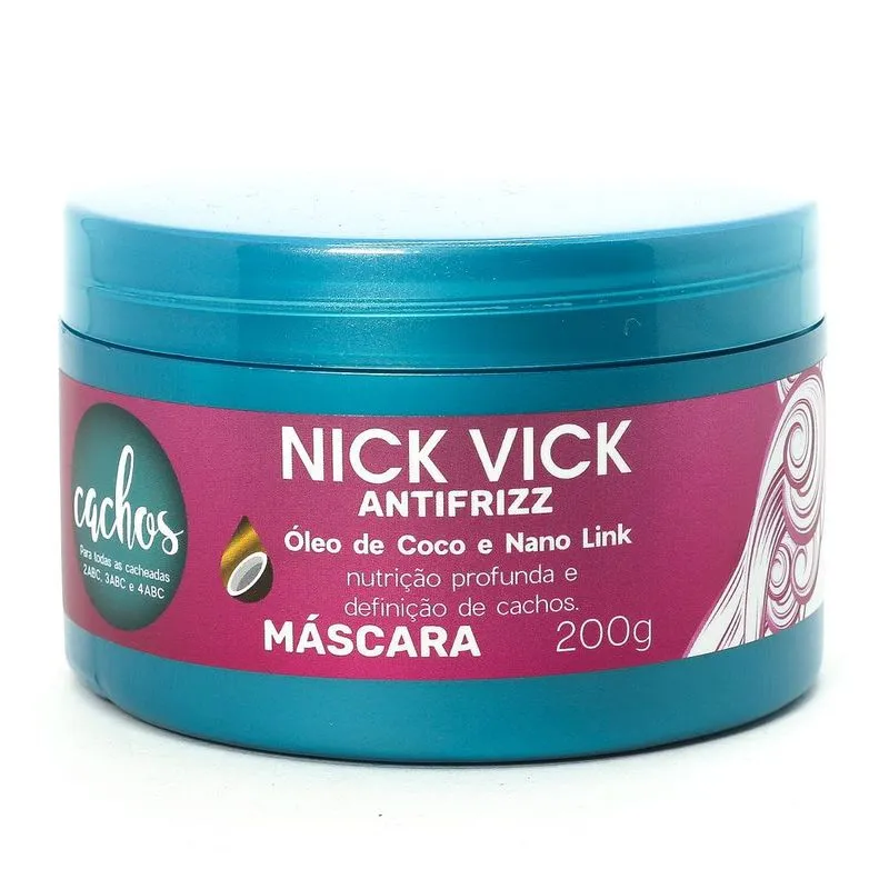Máscara Cachos Nick Vick Antifrizz 200g Cabelos Cacheados
