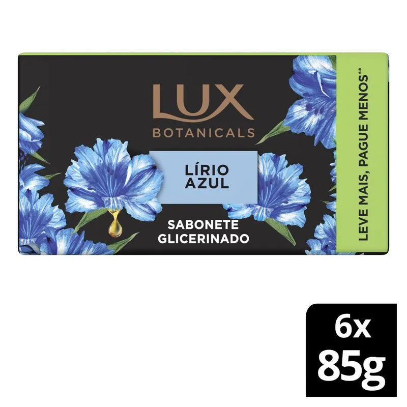 Pack Sabonete Em Barra Lux Botanicals Lírio Azul 6 Unidades 85g Cada