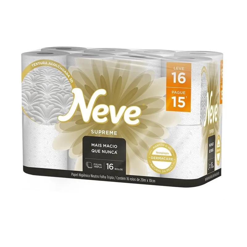 Papel Higiênico Neve Supreme Folha Tripla - Leve 16 Pague 15
