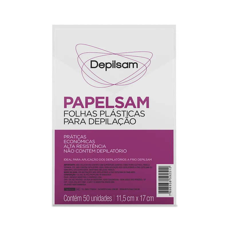 Papelsam Folhas Plásticas para Depilção Depilsam 50 Fls
