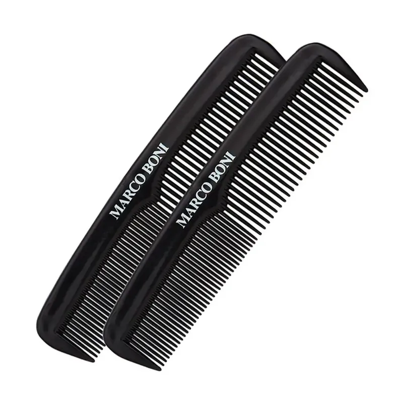 Pente de Cabelo Marco Boni Masculino de Bolso Plástico Preto 2 Unidades