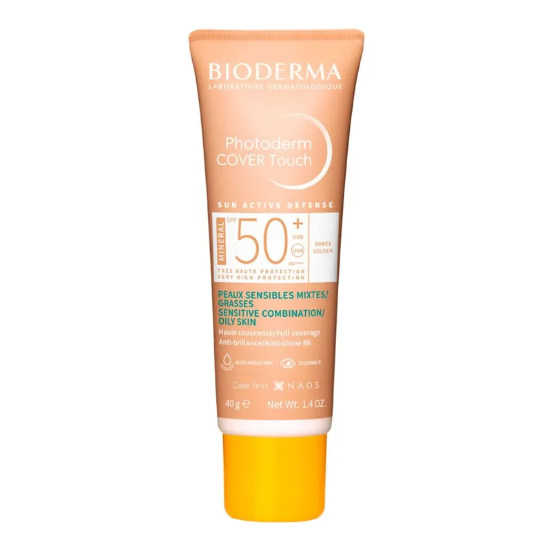 Protetor Solar Facial Bioderma Photoderm Cover Touch Mineral FPS 50+ Cor 3.0 Dourado 40ml