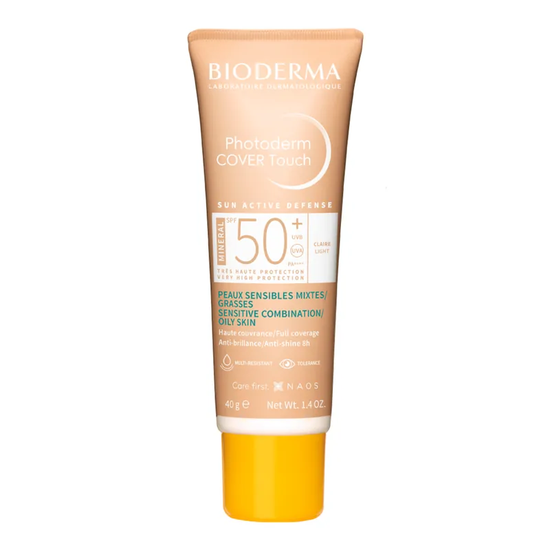 Protetor Solar Facial Bioderma Photoderm Cover Touch Mineral FPS 50+ Cor 2.0 Claro 40ml