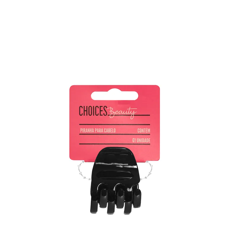 Piranha De cabelo Choices Beauty Cor Preta Tamanho P 1 Unidade