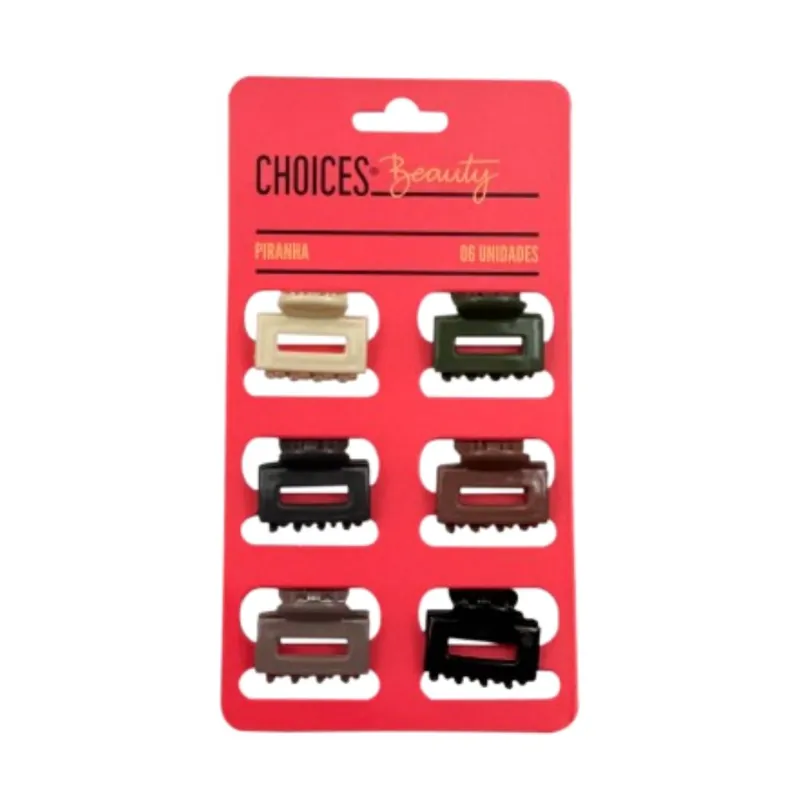 Piranha De Cabelo Choices Beauty Quadrada Pequena 6 Unidades