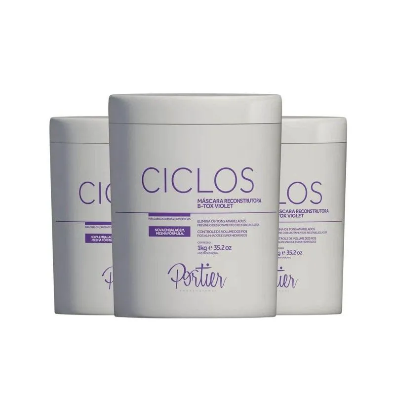 Portier Ciclos B-Tox Violet Máscara Reconstrutora (3 x 1kg)