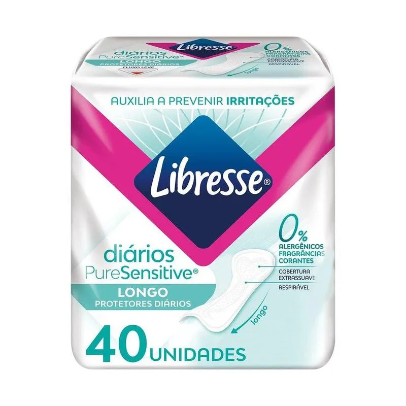 Protetor Diário Libresse Pure Sensitive - Longo 40 Unidades