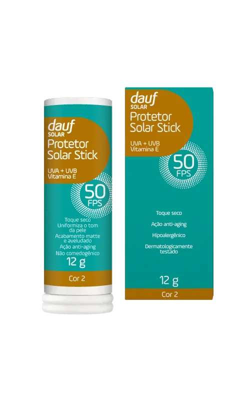 Protetor Solar Dauf Stick 50 Cor 2 Bege Médio Fps50 12g