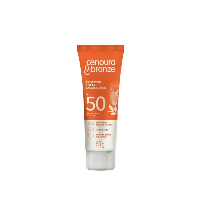 Protetor Solar Facial Cenoura Bronze Toque Seco Fps50 50g