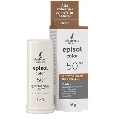Protetor Solar Facial Episol Color FPS50 Médio Stick 16g