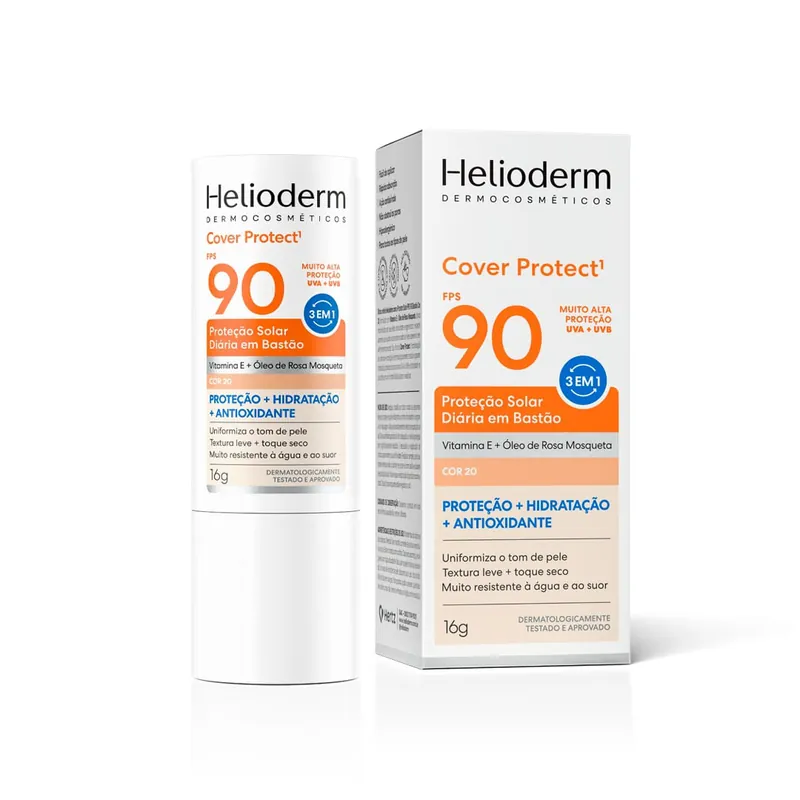 Protetor Solar Facial Helioderm Fps90 Stick Cor 20 16g