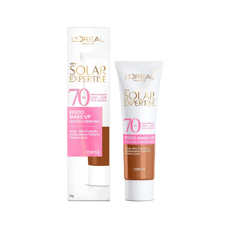 Protetor Solar Facial L’Oréal Paris Solar Expertise Efeito Make Up Com Cor 5.0 FPS70 30g