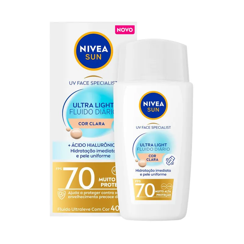 Protetor Solar Facial Nivea Sun Ultra Light Clara Uv Face Specialist Fps70 40ml