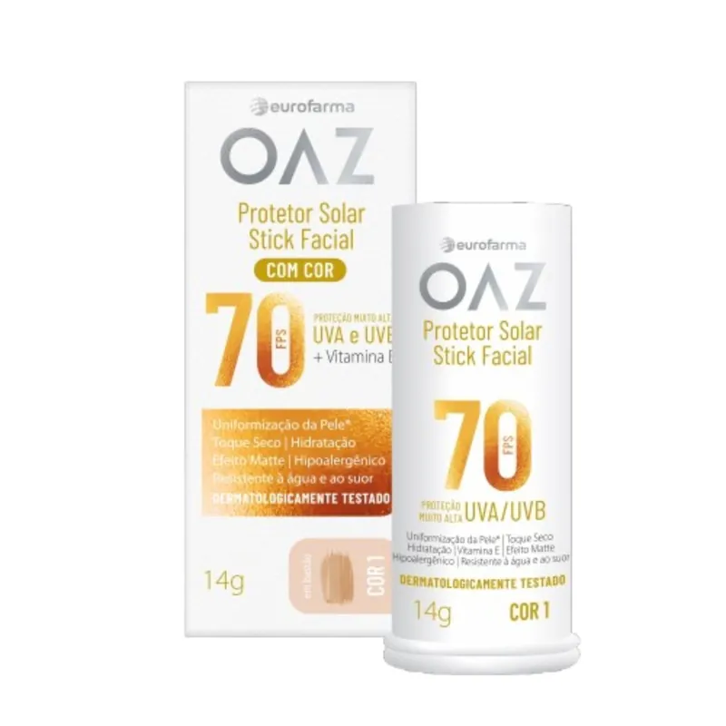 Protetor Solar Facial Oaz Fps70 Cor 1.0 Stick 14g