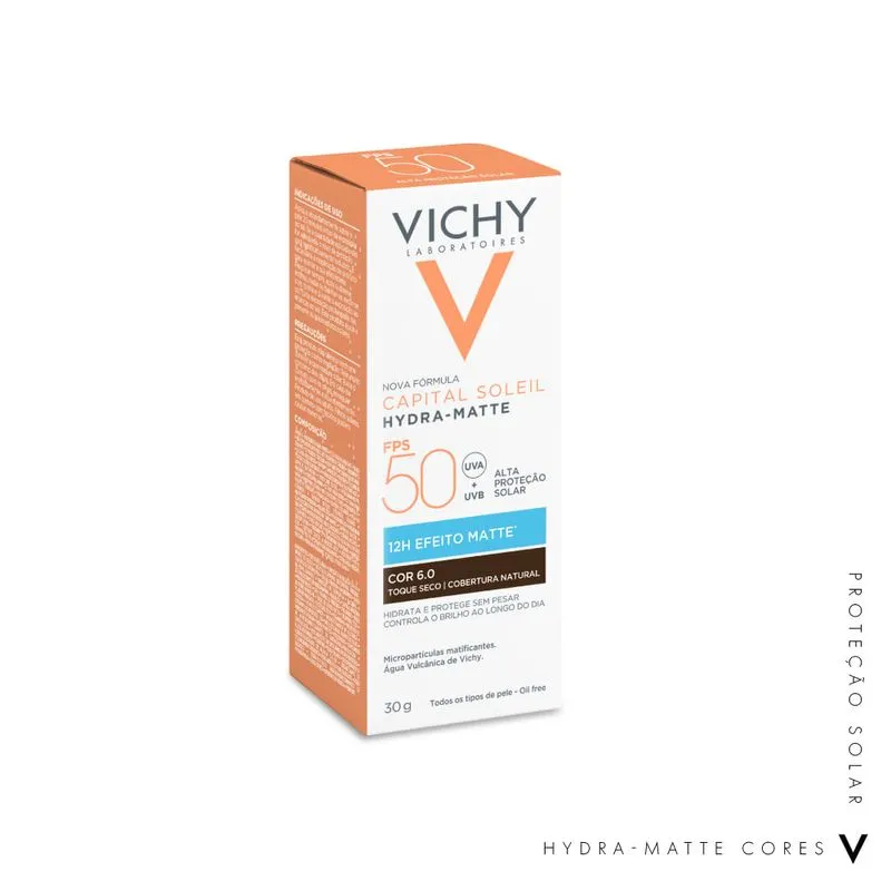 Protetor Solar Facial Vichy Capital Soleil Hydra-Matte FPS 50 Cor 6.0 30 g