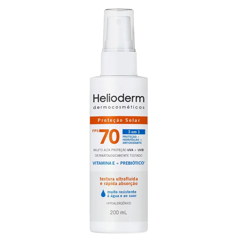 Protetor Solar Helioderm Adulto Fps70 Spray 200ml