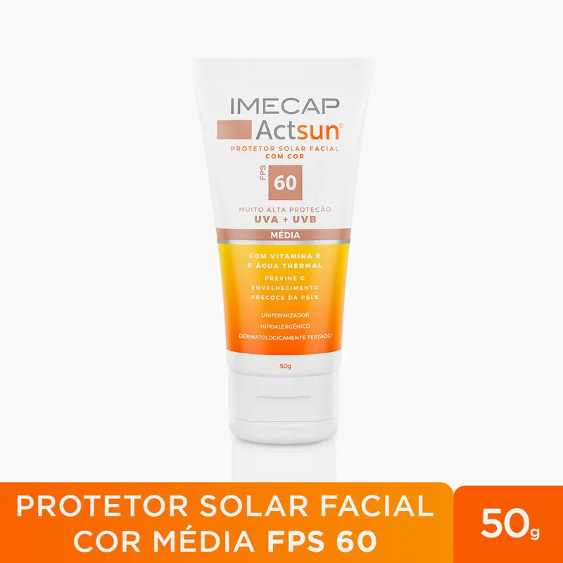 Protetor Solar Facial Imecap Actsun FPS60 Cor Média 50g