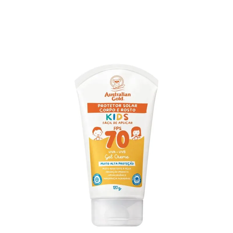 Protetor Solar Infantil Australian Gold Kids Corpo e Rosto FPS 70 - 120g