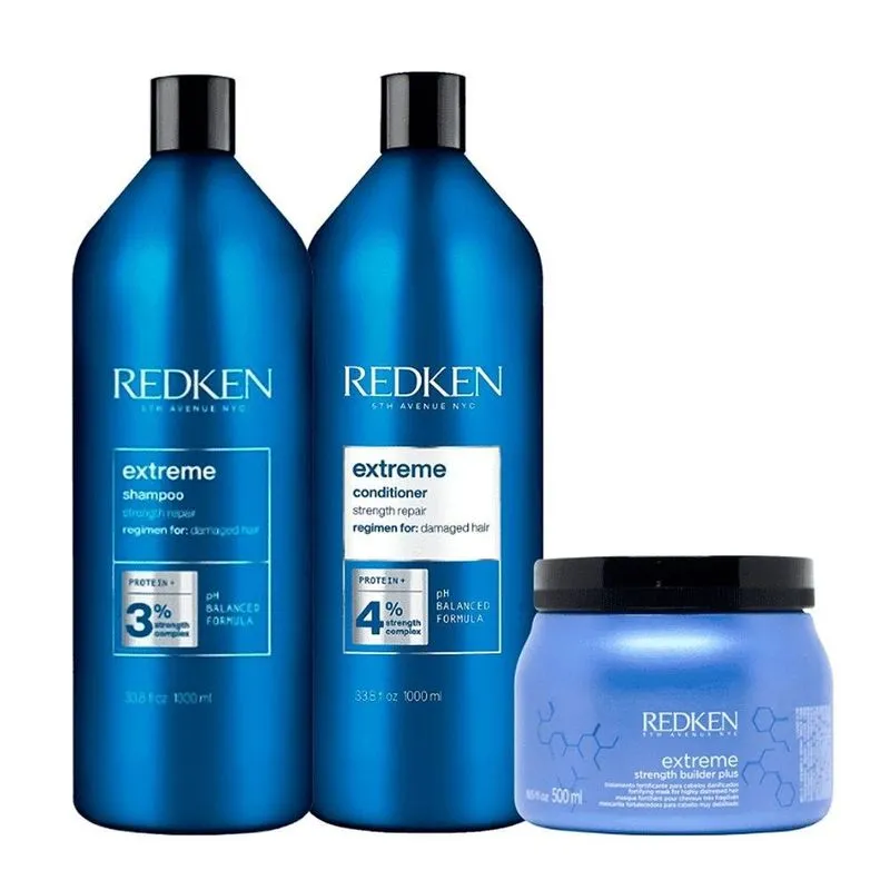 Redken Extreme Shampoo + Condicionador 1L + Máscara Capilar 500ml