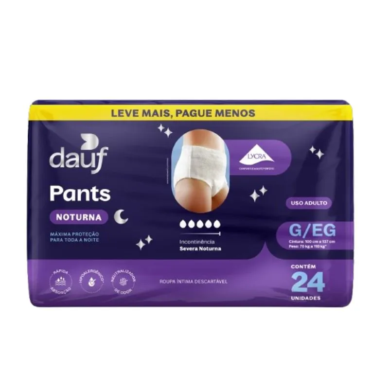 Roupa Íntima Descartavel Dauf Pants Noturna G/Eg 24 Unidades