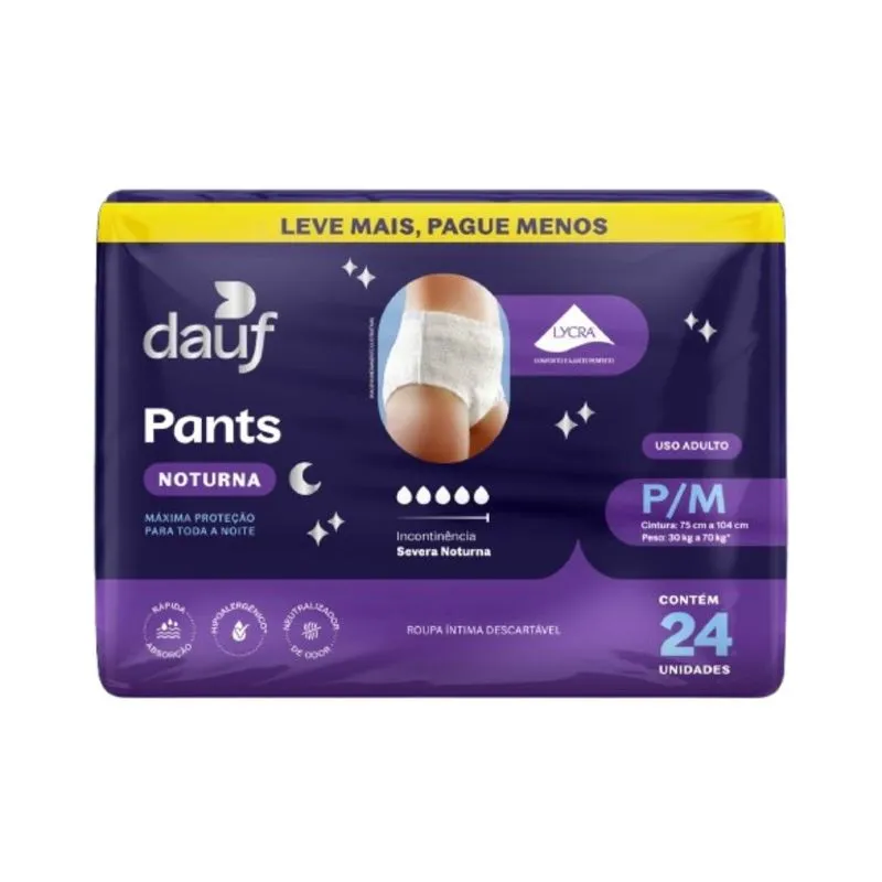 Roupa Íntima Descartavel Dauf Pants Noturna P/M 24 Unidades