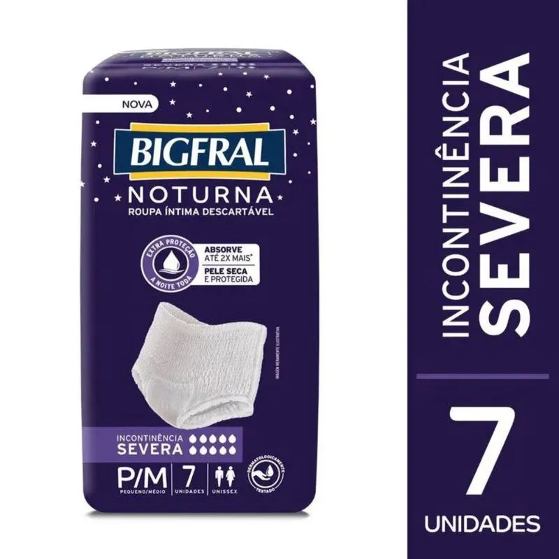 Roupa Íntima Descartável Noturna Bigfral - Tamanho P/M - 7 unidades