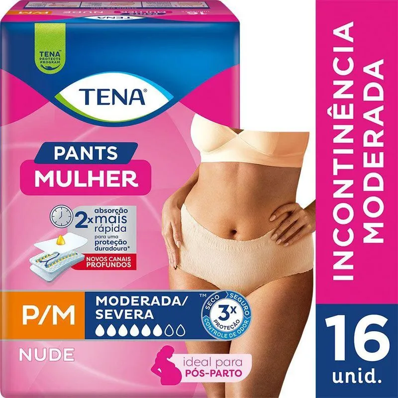 Roupa Íntima Descartável Nude Pants Tena Mulher P/M 16 Unidades