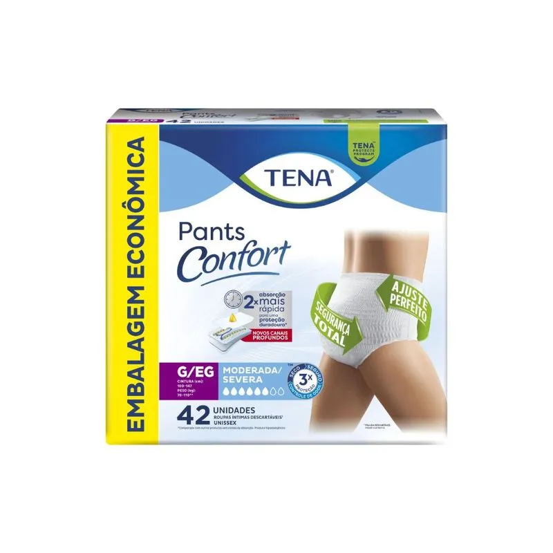 Roupa Íntima Descartável Unissex Pants Confort Tena G/Eg 42un