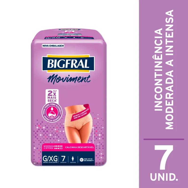 Roupa Íntima Bigfral Moviment Feminina G/XG 7 Unidades