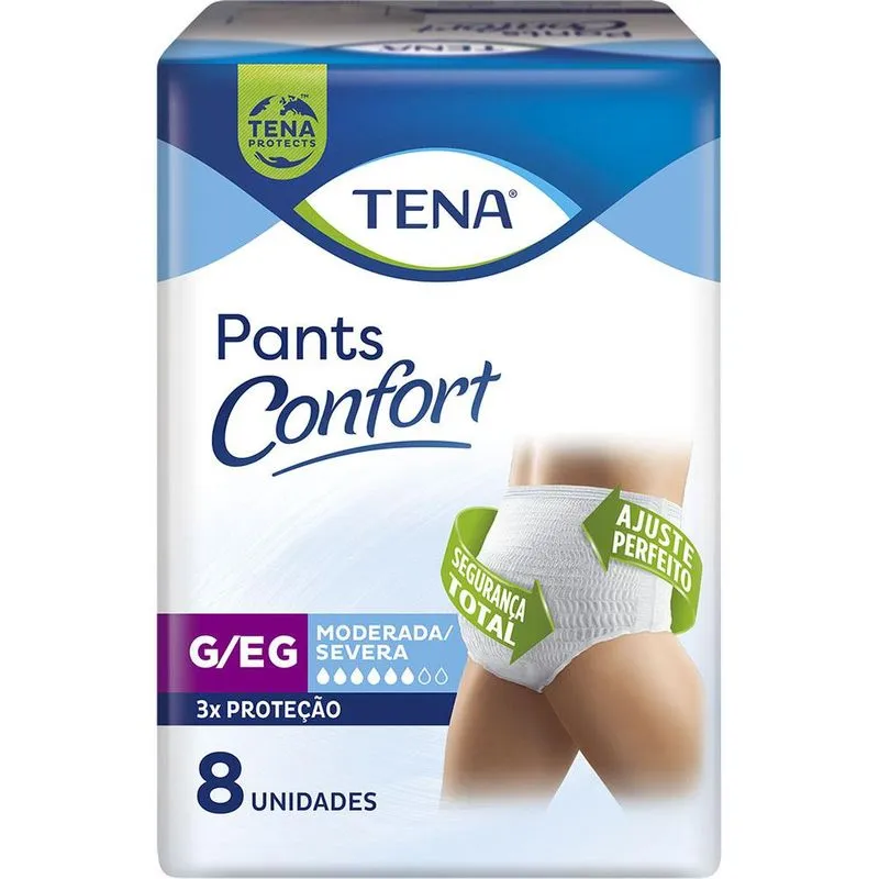 Roupa Íntima Tena Pants Confort Tamanho G/EG - 8 Unidades