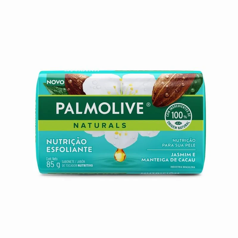Sabonete em Barra Palmolive Naturals  Nutrição Esfoliante Jasmim e Manteiga de Cacau Esfoliação Delicada 85g