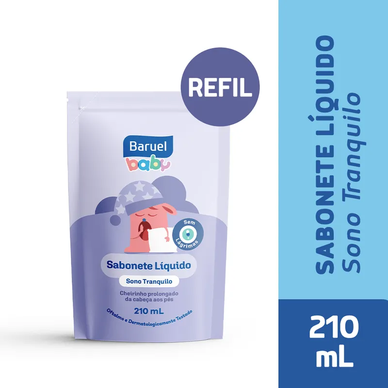 Sabonete Líquido Infantil Baruel Baby Sono Tranquilo da Cabeça aos Pés Refil 210ml