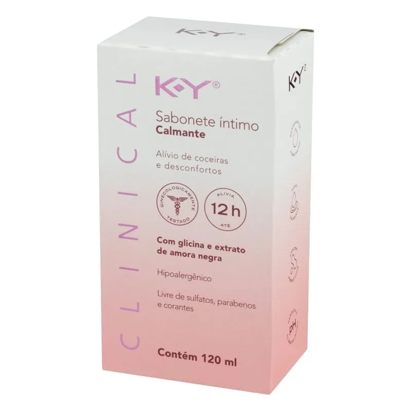 Sabonete Líquido Íntimo K-Y Calmante Com Glicina E Extrato De Amora Negra Clinical 120ml