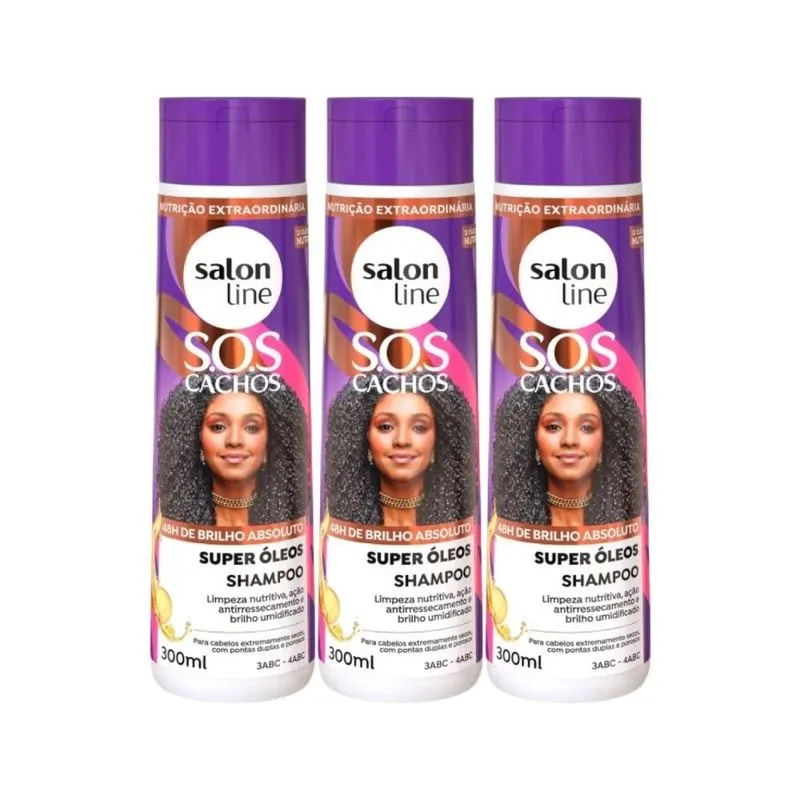 SalonLine - S.O.S Cachos Super Óleos Kit 3 Shampoo - 300ml
