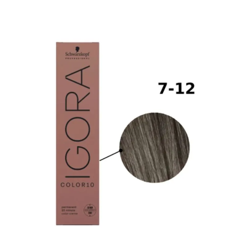 Schwarzkopf Igora Color10 Coloração 7-12 Louro Médio Cinza Fume 60ml