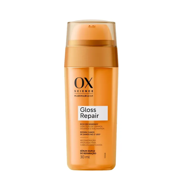 Sérum Duplo De Reparação Mari Maria Hair Ox Com Óleo De Linhaça Dourada E Niacinamida Science Gloss Repair 30ml