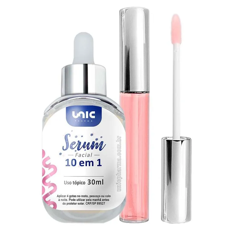 Sérum facial 10 em 1 + Preenchimento labial 6g + 45 anos