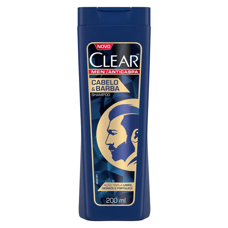 Shampoo Anticaspa Clear Men Cabelo e Barba Eucalipto 200ml