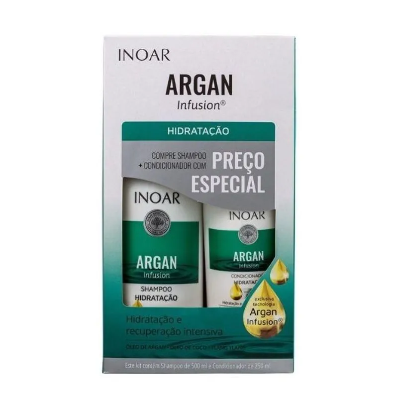 Shampoo + Condicionador Inoar 500ml + 250ml Argan Hidratação