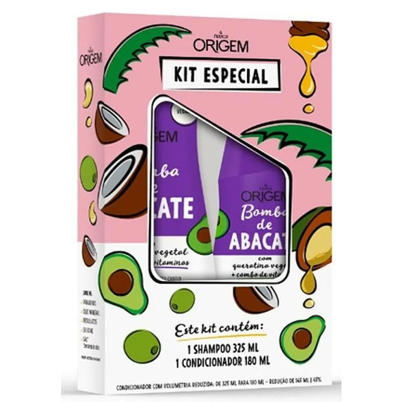 Shampoo e Condicionador Origem Abacate 325ml + 180ml