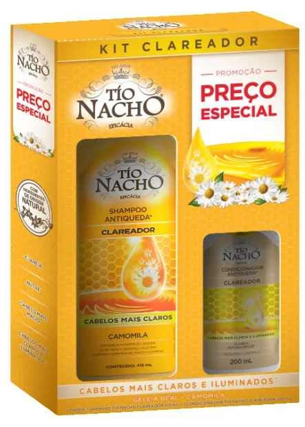 Kit Shampoo Tio Nacho Clareador Antiqueda Camomila 415ml 1 Uni + Condicionador Camomila 200ml 1 Uni